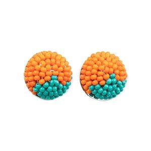 Orange and Blue Seed Bead Earrings